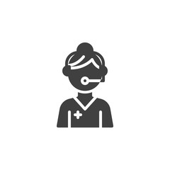 Medical call center operator vector icon. filled flat sign for mobile concept and web design. Doctor Advice and Support Service glyph icon. Healthcare symbol, logo illustration. Vector graphics