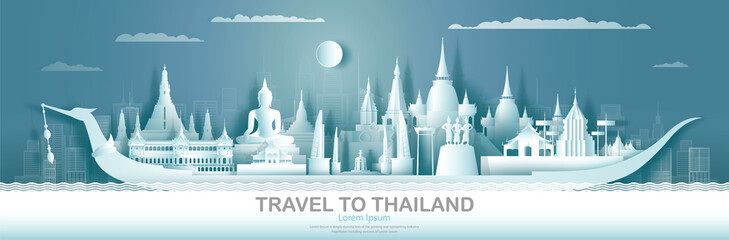 Travel Thailand top world famous palace and castle architecture.