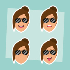 group of women with sunglasses heads and expressions