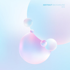 Abstract 3D liquid fluid circles pastel color beautiful background.
