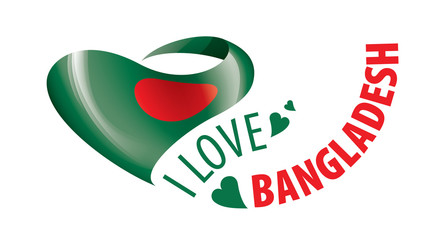 National flag of the Bahamas in the shape of a heart and the inscription I love Bahamas. Vector illustration