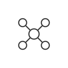 Square pyramidal structure line icon. linear style sign for mobile concept and web design. Molecular geometry formula outline vector icon. Symbol, logo illustration. Vector graphics