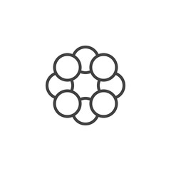 Sulfur molecule structure line icon. linear style sign for mobile concept and web design. Sulfur formula outline vector icon. Symbol, logo illustration. Vector graphics