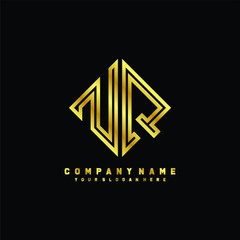 NQ initial letter luxury gold line logo