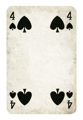 Four of Spades Vintage playing card - isolated on white (clipping path included)