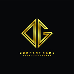 Obraz premium OG initial letter luxury gold line logo