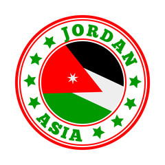 Jordan sign with flag logo. Vector travel emblem.