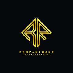 RR initial letter luxury gold line logo