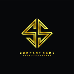 Fototapeta premium SS initial letter luxury gold line logo