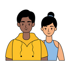 Obraz premium young interracial couple avatars characters