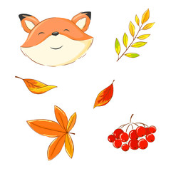 set of autumn fox