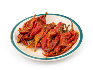 Indian Homemade Red Chilli Pickle Also Know as Mirchi Ka Achar, Loncha or Laal Mirch Ka Achar