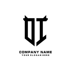 DI Initial letter Shield vector Logo Template Illustration Design, black and white color