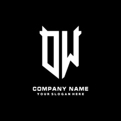 DW Initial letter Shield vector Logo Template Illustration Design, black and white color