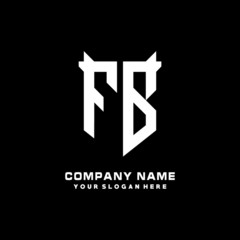 FB Initial letter Shield vector Logo Template Illustration Design, black and white color