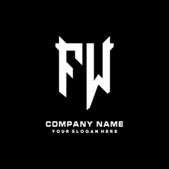 FW Initial letter Shield vector Logo Template Illustration Design, black and white color