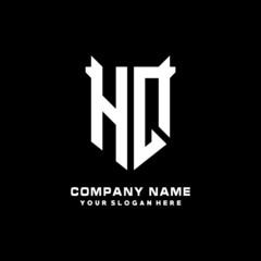 HQ Initial letter Shield vector Logo Template Illustration Design, black and white color
