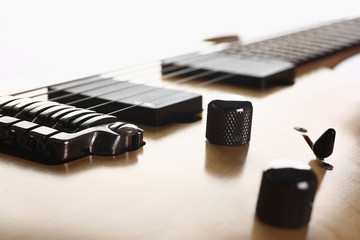 Classic shape wooden electric guitar with rosewood neck