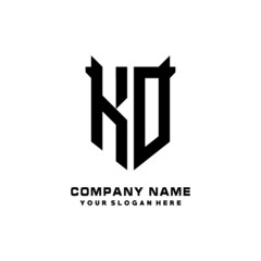 KO Initial letter Shield vector Logo Template Illustration Design, black and white color