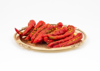 Indian Homemade Red Chilli Pickle Also Know as Mirchi Ka Achar, Loncha or Laal Mirch Ka Achar