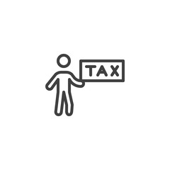 Obraz premium Pay tax line icon. linear style sign for mobile concept and web design. Paying taxes outline vector icon. Symbol, logo illustration. Vector graphics