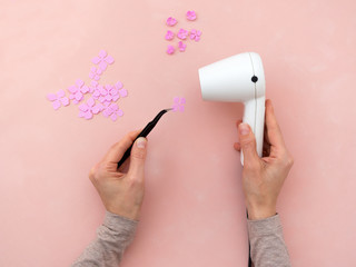 DIY instruction. Making flowers from foamiran. Craft tools and supplies. Step 3