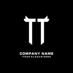 TT Initial letter Shield vector Logo Template Illustration Design, black and white color