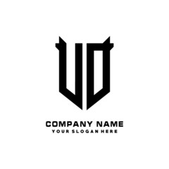 UD Initial letter Shield vector Logo Template Illustration Design, black and white color