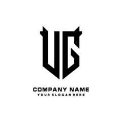 UG Initial letter Shield vector Logo Template Illustration Design, black and white color