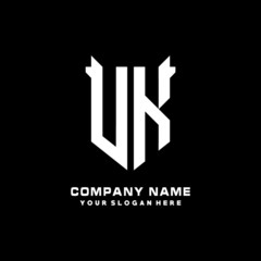 UK Initial letter Shield vector Logo Template Illustration Design, black and white color