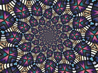 Colorful digital graphic kaleidoscope symmetry mandala style in laser light sunray trial pattern, Tie Dye , spiderweb art abstract background for art projects, banner, business,   card, 3D, template