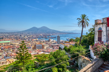 View of Naples in Italy from the Vomero hill