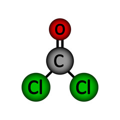 Phosgene molecule icon.
