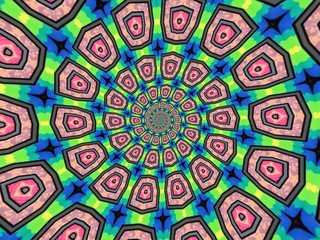 Colorful digital graphic kaleidoscope symmetry mandala style in laser light sunray trial pattern, Tie Dye , spiderweb art abstract background for art projects, banner, business,   card, 3D, template