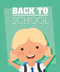 back to school card with student girl