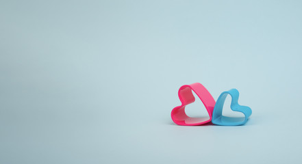 Plastic colorful hearts. Symbols of Love and Valentine's Day. Valentine's Day concept photo.