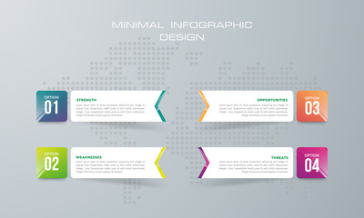 Info graphic template with 4 options, workflow, process chart,  , diagram, annual report, web design, steps or processes. - Vector
