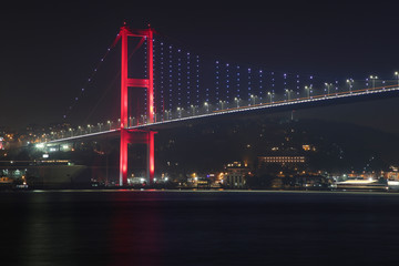 Fototapeta na wymiar Night photo of Istanbul Bosphorus Bridge