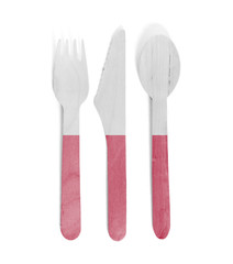 Eco friendly wooden cutlery - Plastic free concept - Flag of Poland