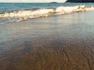 The beauty of very clean Atlantic ocean water in Gran Canaria island. Concepts of vacations and touristic mood.
