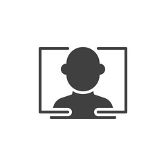 Facial recognition vector icon. Face ID filled flat sign for mobile concept and web design. Biometric identification glyph icon. Cyber protection symbol, logo illustration. Vector graphics