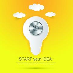 Idea light bulb infographic template for Data, graphs, charts, diagrams. Business concept Cloud computing technology, Vector Infographic template. computer design on light Background. Text space.