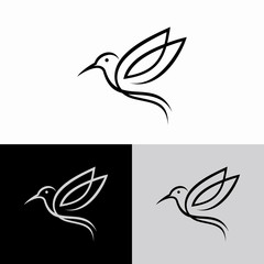 Hummingbird Line Logo Icon Designs