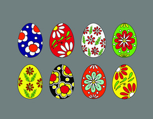 Set of vector colorful Easter eggs. Decoration for Easter design. Stock illustration