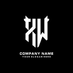 XW Initial letter Shield vector Logo Template Illustration Design, black and white color