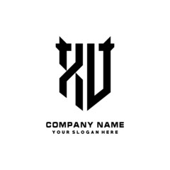 XV Initial letter Shield vector Logo Template Illustration Design, black and white color