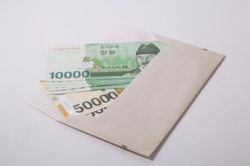 Money in envelope Korean currency