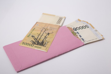 Money in envelope Korean currency