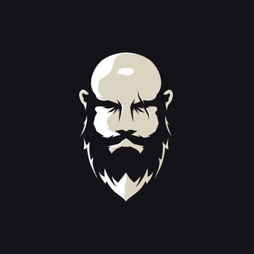bald head and bearded vector logo