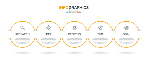 Infographic design with icons and 5 options or steps. Thin line vector. Infographics business concept. Can be used for info graphics, flow charts, presentations, web sites, banners, printed materials.